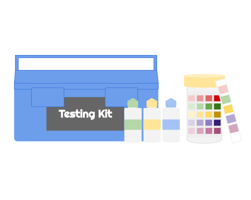 Illustration of pool testing kits