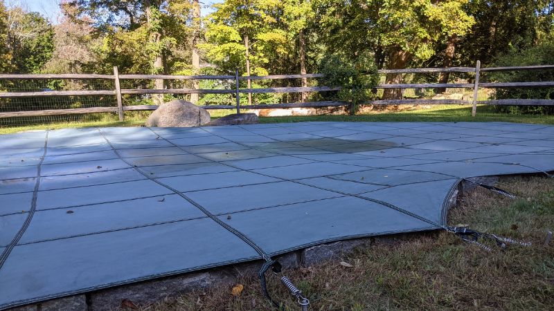 pool cover on top of swimming pool