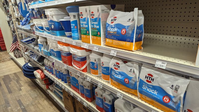 pool chemicals at a hardware store